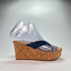 UGG Natassia Wedge Sandal Dark Blue Suede Open Toe Platform Shoes Women's Size 5